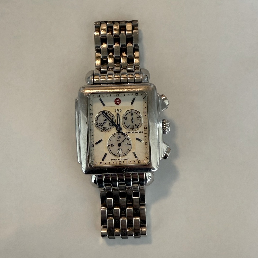 Stainless Steel Michele Dual Deco Women’s Chronograph Watch 33mm
